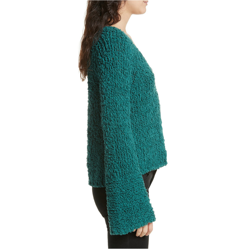 FREE PEOPLE Green Sand Dune Bell Sleeve Sweater L - Picture 7 of 8